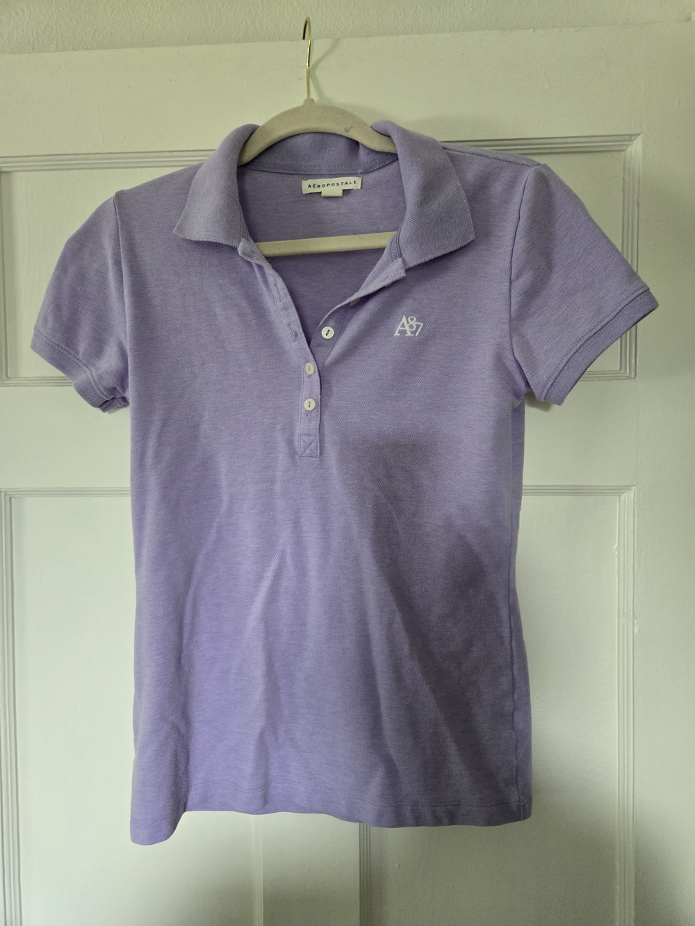 Aeropostale Lavender Fitted Short-Sleeved Polo